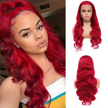 Ijoy-peruca lace front com cabelo humano brasileiro, 4x13, colorido, ruivo escuro, resistente a ondas longas, para mulheres negras 2024 - compre barato