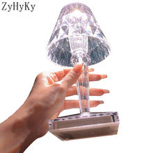 Mesa noturna de cristal com cores alteráveis, lâmpada de cabeceira para decoração acrílica de quarto, led moderno 2024 - compre barato