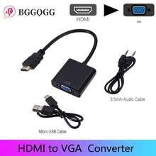 Кабель-адаптер HDMI, совместимый с VGA, 1080P, цифро-аналоговый преобразователь, для ПК, Xbox, PS4, ноутбуков, ТВ-приставок, проекторов, HD TV 2024 - купить недорого