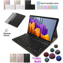 Teclado retroiluminado para samsung galaxy tab s7, 11 polegadas 2020, capa t870 de couro com suporte, capa para teclado bluetooth 2024 - compre barato