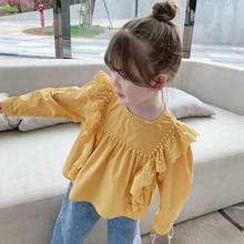 Shein-Camisa de algodón con encaje para bebé, blusa de estilo coreano para niña, primavera y otoño, novedad de 2021 2024 - compra barato