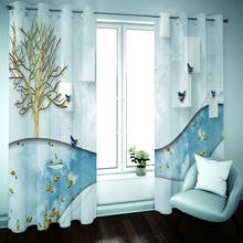 Window Curtain Kitchen Blackout Living Room Bedroom Curtains Modern Brief Bird branch Photo Drapes 2024 - buy cheap