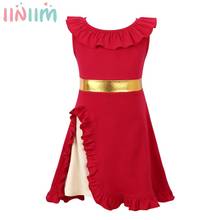 Iiniim-vestido de princesa infantil para meninas, sem mangas, babados, para halloween, cosplay, festas, vestidos 2024 - compre barato