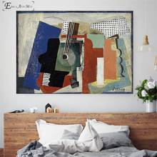 Surreal Guitar Splice Abstract Vintage Poster Prints Oil Painting On Canvas Wall Art Murals Pictures For Living Room Decoration 2024 - compre barato