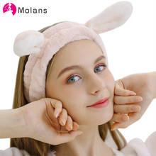 Molans Wash Face Hair Holder Hairbands Soft Warm Coral Fleece Bow Animal Ears Headband for Women Girls Turban Hair Accessories 2024 - buy cheap