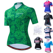 Weimostar-camiseta feminina com caveira verde para ciclismo, manga curta, respirável, roupa para bicicleta, estrada, vestuário de ciclismo 2024 - compre barato