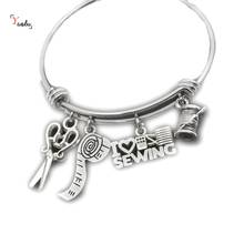 Pulsera de costura I Love, brazalete con abalorios, regalo de costura, regalo de costurera, regalo de colcha 2024 - compra barato