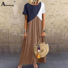 Plus size 4xl 5xl Women Elegant Long Dress 2020 Summer Boho Patchwork Loose Casual Dress Female Vintage Maxi Dresses vestidos 2024 - buy cheap