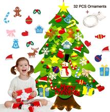 Árvore de natal de feltro 2020 ft/diy, pendurado na parede, árvore de natal, decoração para crianças, dropshipping 2024 - compre barato