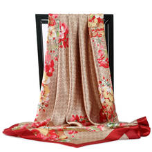 Bufanda cuadrada clásica de 90x90cm para mujer, pañuelo de seda elegante para la cabeza, chal para mujer, bufanda de pareo, foulard 2024 - compra barato
