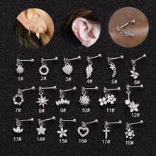 1Pc Piercing Stainless Steel Cross Heart Flower Crown  Cz Ear Studs Helix Piercing Cartilage Earring Rook Tragus Conch Stud 2024 - buy cheap