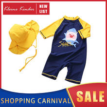 Купальный костюм для маленьких мальчиков с принтом акулы, цельный купальный костюм для новорожденных, детский купальник для мальчиков, пляжная одежда 2024 - купить недорого