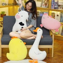 2020 Soft Stuffed Farm Animal Toy Goose plush doll Cute pig cartoon cow plush toy baby sleeping simulation pillow Children Gift 2024 - buy cheap