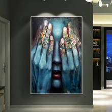 Woman Hands Cover face Graffiti Art Canvas Painting Abstract Portrait Posters Wall Pictures for Living Room Home Decor 2024 - buy cheap