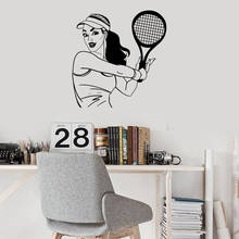 Calcomanía de pared de chica de tenis, papel tapiz de vinilo para jugador, sala de deportes, dormitorio de niñas, decoración del hogar, Mural artístico, papel tapiz de estadio, S744 2024 - compra barato