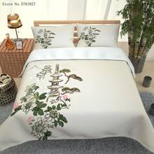 Juego de ropa de cama de estilo chino, cubierta de edredón con flores y hermoso paisaje, colcha de tela de microfibra, 2/3 piezas 2024 - compra barato