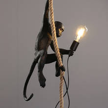Современный полимерный светодиодный подвесной светильник E27 в виде обезьяны, лампа для спальни, прикроватного столика, гостиной, украшение в виде животного, роскошный комнатный художественный подвесной светильник s 2024 - купить недорого