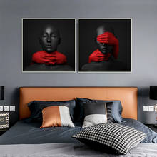 Pôsteres e impressões modernas em tela, preto e vermelho, arte de parede, pintura, sexy, nude, homem, imagens para sala, decoração de casa, sem moldura 2024 - compre barato