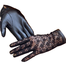 Black sexy lace gloves high quality ladies genuine leather sheepskin gloves sun protection gloves mittens 2024 - buy cheap