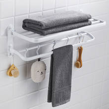 Cremalheira de toalha do banheiro de alumínio branco cozimento dobrável fixado na parede 60 cm banho toalheiro titular com ganchos toalheiro toalha prateleira 2024 - compre barato