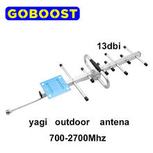 Goboost yagi antena externa para amplificador de celuar, 2g, 3g, 4g, gsm, dcs, wcdma, cobertura total da banda, 13dbi, acessórios 698-2700mhz 2024 - compre barato