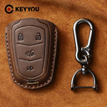 Keyyou capa de couro para chave remota de carro, capinha inteligente para cadillac escalade cts xts srx xt5 bls 2024 - compre barato