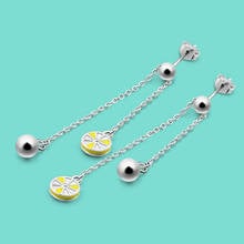 Genuine Women's 925 Sterling Silver Earrings Minimalist Lemon Bell Pendant Natural Silver Earrings Not Allergic Fine Jewelry 2024 - buy cheap