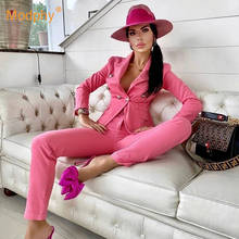 `Fashion Pink  Women Set Jacket Coat& Pants 2 Two-Piece Set Casual Party Office Pants Suit Female 2020 Autumn New Streetwear 2024 - buy cheap