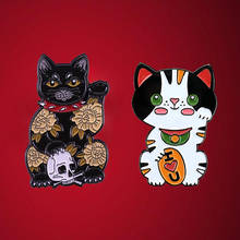 Japanese Lucky Cat Brooch Maneki Neko Fortune Meww enamel pin Cute Jackets Backpack Decor 2024 - buy cheap