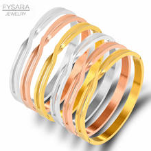 FYSARA Gold Color Intersect Design Bangles Bracelets Couple Jewelry Stainless Steel Simple Metal Circle Bangles for Women Lover 2024 - buy cheap