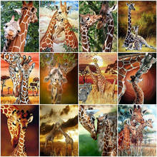 5d diy bordado com mostrador total de diamante animal girafa strass mosaico completo quadrado pintura de diamante decoração de casa presente 2024 - compre barato