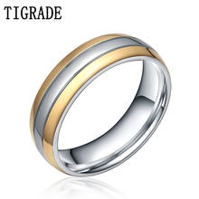 Tigrau anel de casamento feminino 6mm/8mm, para homens e mulheres, simples, de noivado, cor dourada e prateada, de titânio 2024 - compre barato