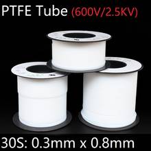 Tubo de PTFE de 5M, 30S, 0,3mm x 0,8mm, eflón aislado, tubo rígido F4, manguera de transmisión resistente a altas temperaturas, 600V, blanco 2024 - compra barato