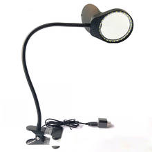 Lámpara LED de aumento 5X, abrazadera de Metal, brazo oscilante, lámpara de escritorio, lupa, lente 5X, color negro, USB, portátil, tipo abrazadera, lupa de mesa 2024 - compra barato