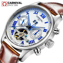 Carnival Brand Automatic Fashion Watches Men Waterproof Luxury Luminous Hollow Calendar Mechanical Wristwatch Relogio Masculino 2024 - buy cheap