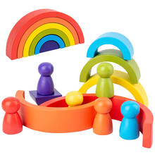 Juguetes apilables de madera de colores del Arcoíris para bebé, bloques semicirculares creativos Montessori, juguetes educativos de madera intelectual, regalos 2024 - compra barato