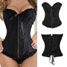 Women Halloween Zipper Bustier Top Corset Sexy Boned Waist Trainer Corset Overbust Brocade Plus Size Waspie Black 2024 - buy cheap