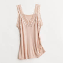 Women's 50% Real Silk 50% Viscose Lace Camisole Tank Top Vest Shirt Sleepwear Spaghetti Strap TG113 2024 - buy cheap