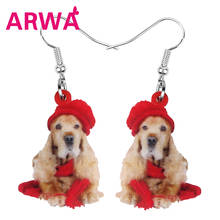 ARWA Acrylic Christmas Hat Cocker Spaniel Dog Earrings Sweet Animal Drop Dangle Jewelry For Women Girls Teen Party Charms Gift 2024 - buy cheap