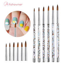 Nail Art Brush Design Tips Acrylic Gel UV Polish Tool Manicure Acrylic Nails Round Nail Art Brush With Liquid Glitter Handle 2024 - buy cheap