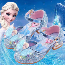 Zapatos de princesa elsa de Disney para niñas, Sandalias de tacón alto Baotou de cristal, modelo de pasarela, de verano 2024 - compra barato
