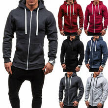 Men's Winter Hoodies Slim Fit Hooded Sweatshirt Outwear Long Sleeve Solid Zipper Pockets Warm Coat Jacket 2024 - buy cheap