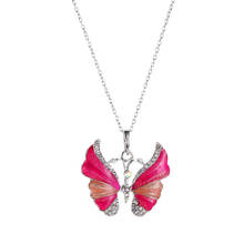 Collar con colgante de mariposa esmaltada para mujer, Gargantilla, cadena de Color plateado, joyería 2024 - compra barato
