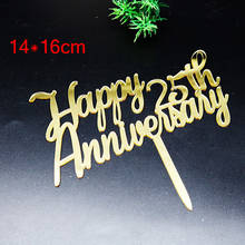 Anniversary Birthday 25th Acrylic Cake Topper Gold Wedding Anniversary Cupcake Toppers for Anniversary Party Cake Decorations 2024 - buy cheap