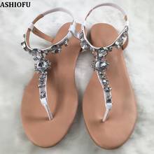 ASHIOFU Handmade New Hot Girls Flat Sandals G-strap Beach School Daily Wear Summer Sandals Fashion Real Photos Party Prom Shoes 2024 - buy cheap