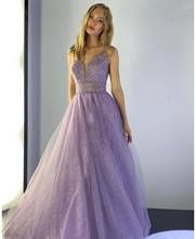 Vestido de noite leve roxo com alça fina, sem mangas, linha a brilhante, vestido de festa para mulheres, costas charmosas, 2020 2024 - compre barato