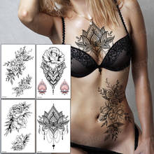 Sexy Lace Lotus Pendants Tattoos For Women Black Henna Temporary Tattoo Sticker Water Transfer Fake Jewelry Bracelet Tatoo Paste 2024 - buy cheap