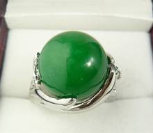 wholesale simple style 12mm green Natural jade fashion ring(#7.8.9) 2024 - buy cheap