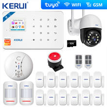 Kerui Tuya WIFI GSM Home Burglar LCD GSM SMS Touch Screen Alarm Panel Home Security Alarm System 3MP Wifi Camera App Control 2024 - buy cheap