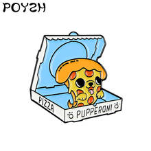 Take out pizza Enamel Brooch Food delivery Dog pizza Lapel Pin Fashion creativity Puppy food Jewellery cute animals Fun Badge 2024 - buy cheap